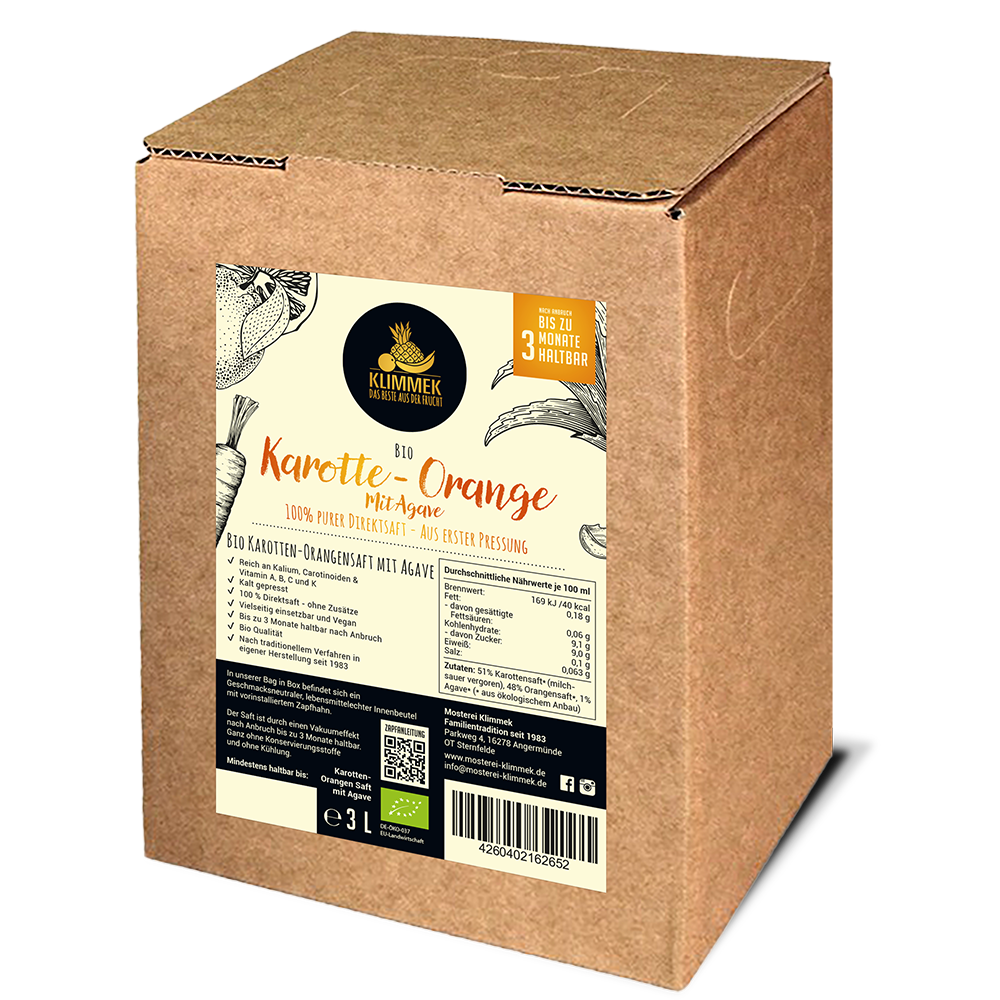 BIO Karotten-Orangen Saft mit Agave