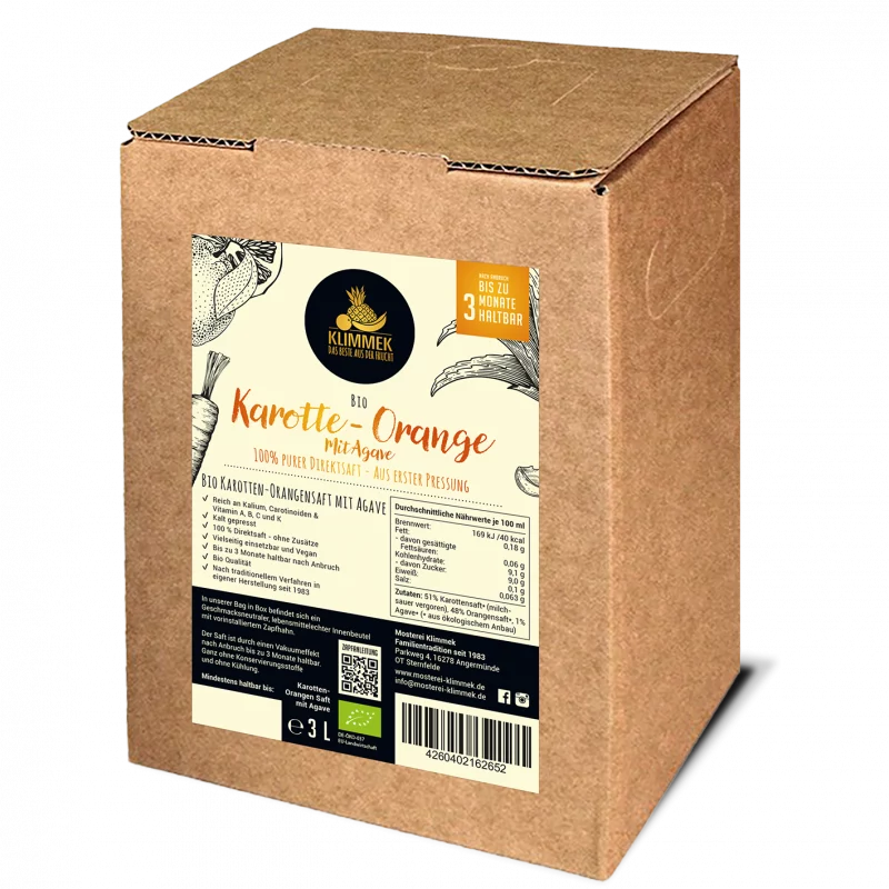 BIO Karotten-Orangen Saft mit Agave